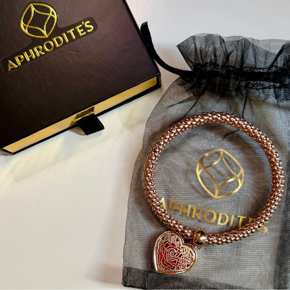 Aphrodite’s Rose Gold Heart Charm Bracelet